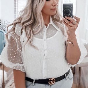 Puff sleeve button down shirt